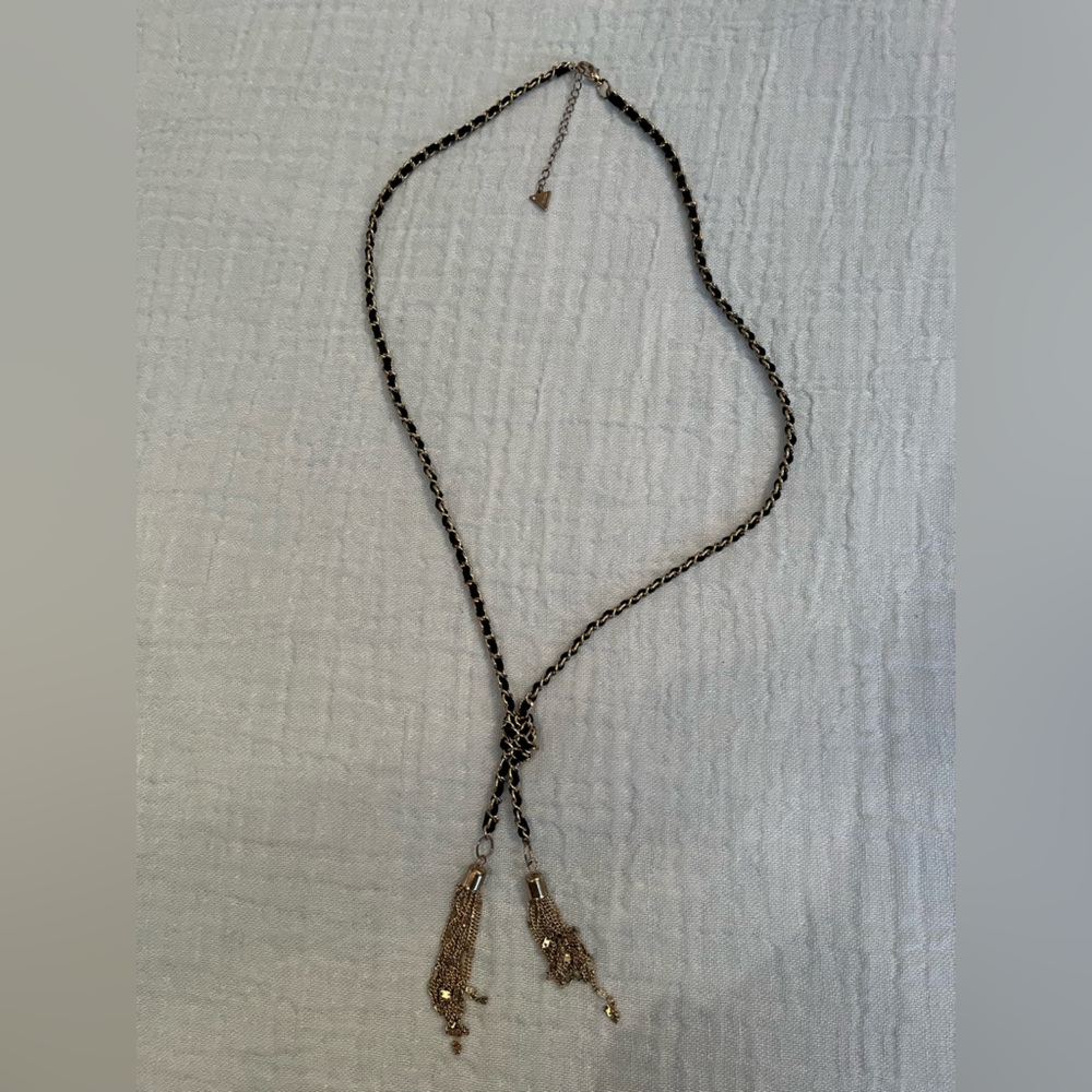 Guess Black and Gold Tassel Necklace